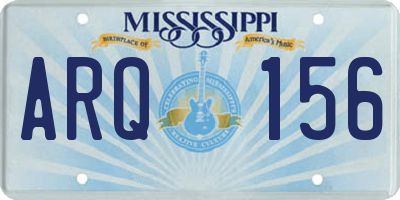 MS license plate ARQ156