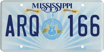 MS license plate ARQ166