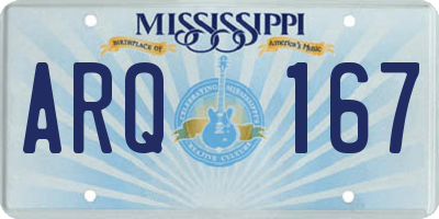 MS license plate ARQ167