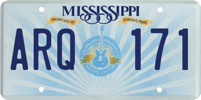 MS license plate ARQ171