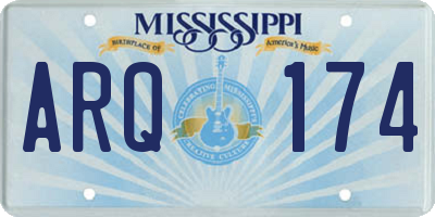 MS license plate ARQ174