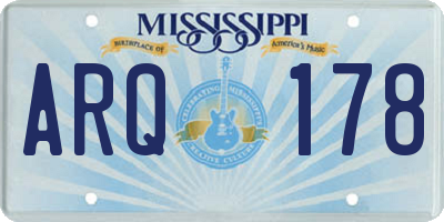MS license plate ARQ178
