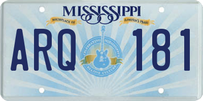 MS license plate ARQ181