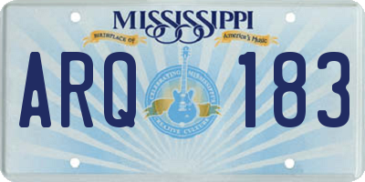 MS license plate ARQ183