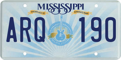 MS license plate ARQ190