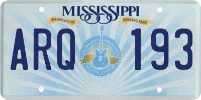 MS license plate ARQ193