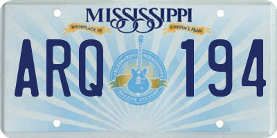 MS license plate ARQ194