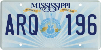 MS license plate ARQ196