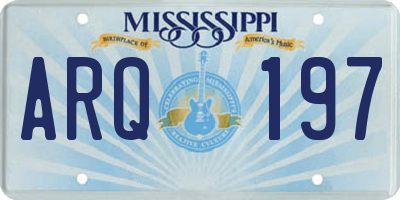 MS license plate ARQ197