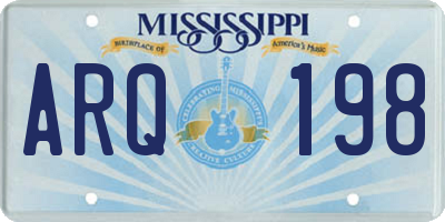 MS license plate ARQ198