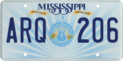 MS license plate ARQ206