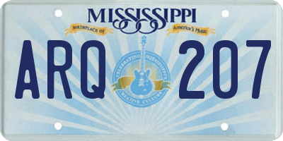 MS license plate ARQ207
