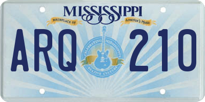 MS license plate ARQ210