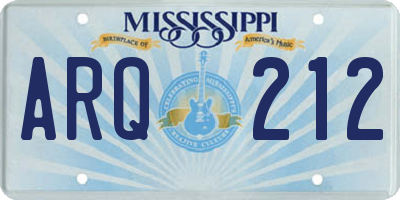 MS license plate ARQ212