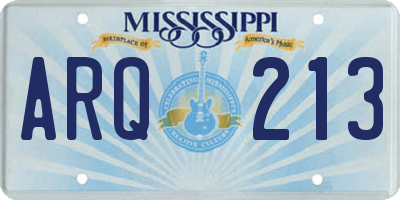 MS license plate ARQ213