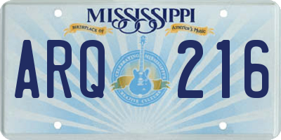 MS license plate ARQ216