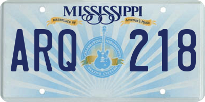 MS license plate ARQ218