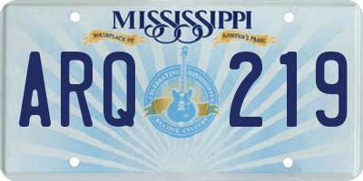 MS license plate ARQ219