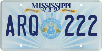MS license plate ARQ222
