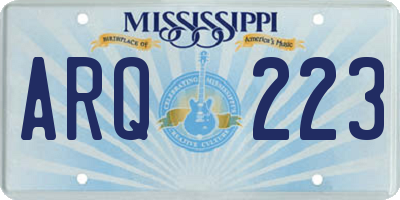 MS license plate ARQ223