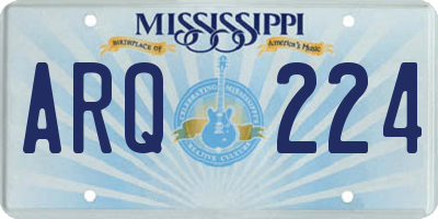 MS license plate ARQ224