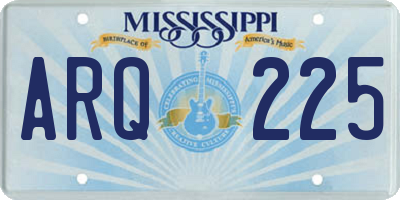 MS license plate ARQ225