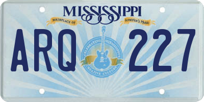 MS license plate ARQ227