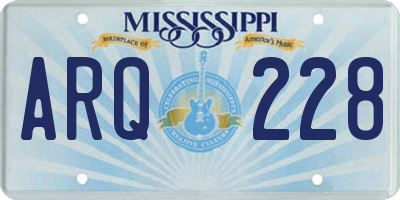 MS license plate ARQ228