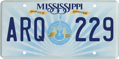 MS license plate ARQ229