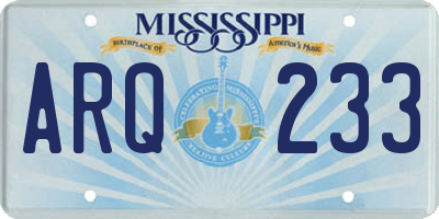MS license plate ARQ233