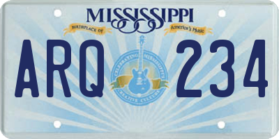 MS license plate ARQ234