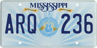 MS license plate ARQ236