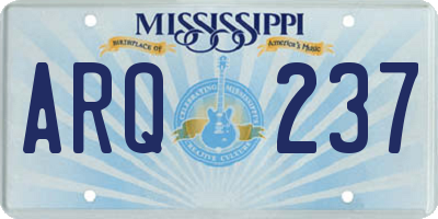 MS license plate ARQ237