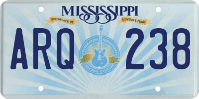 MS license plate ARQ238