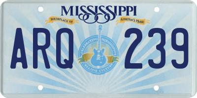 MS license plate ARQ239