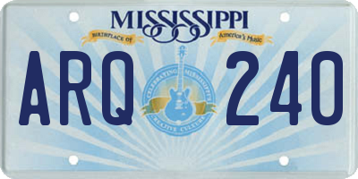 MS license plate ARQ240