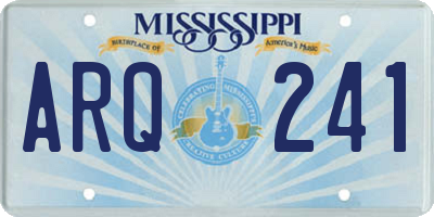 MS license plate ARQ241