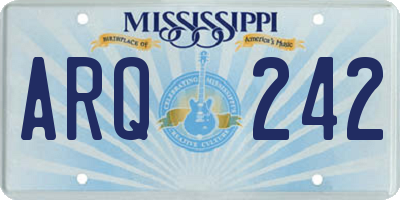 MS license plate ARQ242