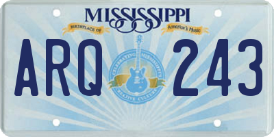 MS license plate ARQ243