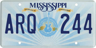 MS license plate ARQ244