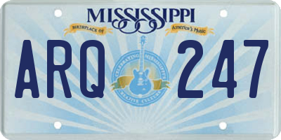 MS license plate ARQ247
