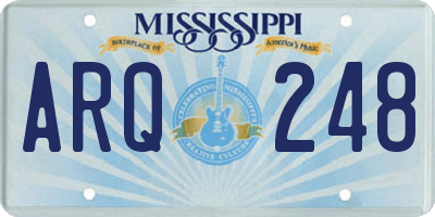 MS license plate ARQ248