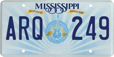 MS license plate ARQ249