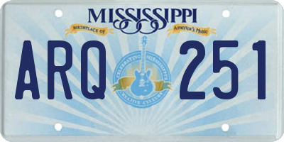 MS license plate ARQ251