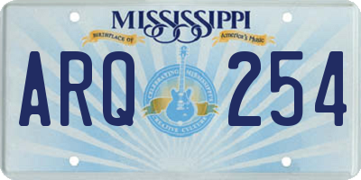 MS license plate ARQ254