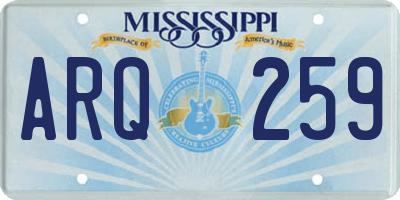MS license plate ARQ259