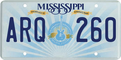 MS license plate ARQ260