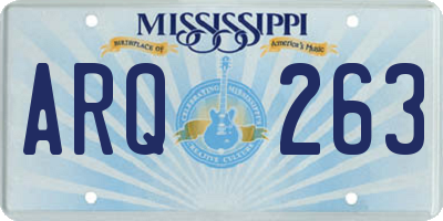 MS license plate ARQ263