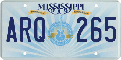 MS license plate ARQ265