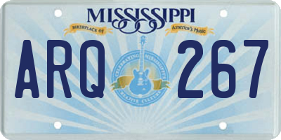 MS license plate ARQ267